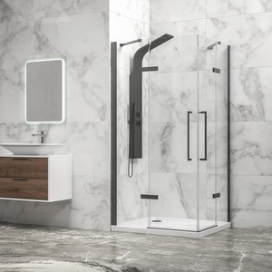 Kamalu KT1000GM moderna cabina doccia 80x100 con porta a battente pistola metallo colore 8mm vetro e telaio in alluminio per bagni - Product Image 4