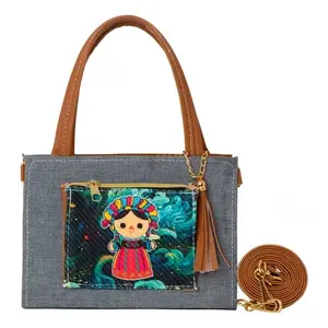 Borsa a Tracolla Vintage Mayra Blue Fana con Dettaglio Nappa, Materiale PU, Chiusura a Cerniera, Fodera in Poliestere per Uso Quotidiano Femminile - Product Image 1