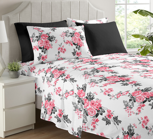 Ultra Zachte Luxe Bloemen Dekbed 6Pc King <span class=keywords><strong>Size</strong></span> Microfiber Polyester Beddengoed Sets Voor Bruiloft Bloemenpatroon - Product Image 3