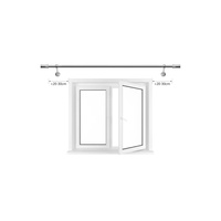 Bojanek Rail de plafond industriel robuste en PVC double, ensemble complet pour rideaux de fenêtre, glissières lisses, rail solide, fixation complète incluse
