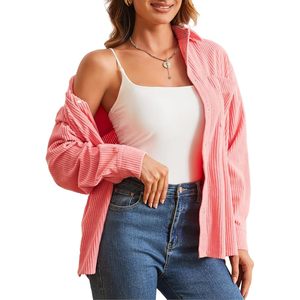 Custom Womens Corduroy Shirt Long Sleeve Button <b>Down</b> Boyfriend Style Everyday Wear - Product Image 3