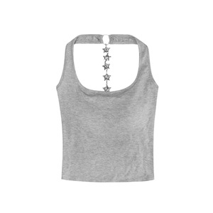 Top de viscosa vintage Pure Desire con cuello halter, espalda descubierta, cadena de estrellas, tirantes, espalda hermosa, almohadillas para el pecho y diseño hueco. - Product Image 5