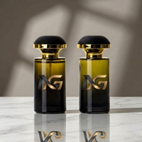 En stock, flacon de parfum en verre dégradé cylindrique rechargeable Mddruiqi, avec couvercle noir doré floqué et finition givrée, modèle avancé