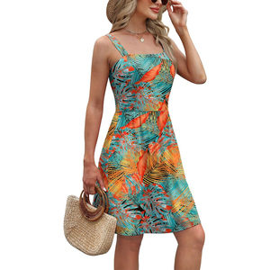 Elegante Abito Halter da Donna con Stampa Digitale Floreale, Traspirante, Linea ad A, per Estate e Vacanze OEM/ODM - Product Image 4
