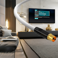 Câble coaxial blanc mâle-femelle RedStar24 de 1 m avec connecteur IEC, gaine en PVC et blindage tressé pour radio DVB-T/T2