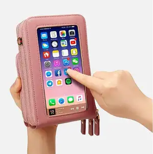 Rfid cüzdan kredi kartlıklı cüzdan telefon kılıfı cep telefonu Crossbody çanta ve durumlarda Crossbody telefon çantası dokunmatik ekran