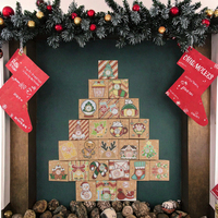 Lot de 24 dossiers calendrier de l'Avent en papier kraft, nouveau design, pour compte à rebours, fournitures de boîtes cadeaux pour la fête de Noël