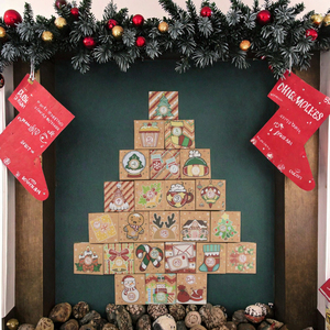 24Pcs Thiết Lập Các Thiết Kế Mới Kraft Giấy Advent Lịch Thư Mục Đếm Xuống Đảng Hộp Quà Tặng Nguồn Cung Cấp Cho Món Quà Giáng Sinh Cho - Product Image 3
