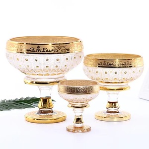 Juego de plato de fruta de vidrio dorado, decoración para sala de estar, jarra de caramelo, cuenco de cubo de fruta, checo, bohemio, 9 Uds. - Product Image 6