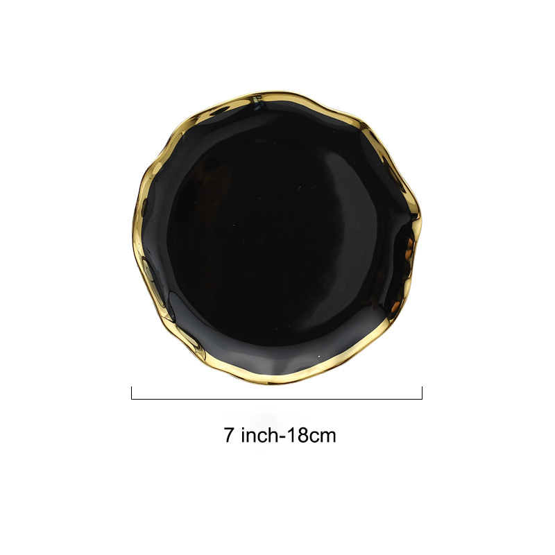 assiette peu profonde noire de 7 pouces