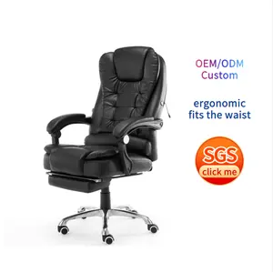 Cadeira de couro preta giratória para jogos, cadeira de escritório preta para jogos, de silla gamer, massageador ergonômico