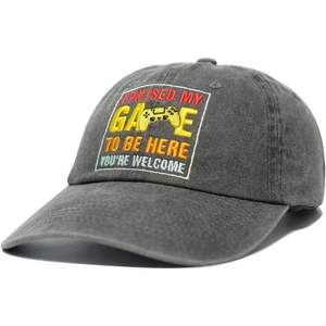 Casquettes de jeu brodées en coton lavé réglables Cadeaux pour joueurs pour hommes et femmes Casquettes promotionnelles - Product Image 3