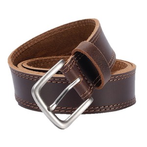 <span class=keywords><strong>Ceinture</strong></span> Western en Cuir Pleine Fleur Doublement Cousue Marron Antique pour Hommes avec Boucle Ardillon Argent Brossé – Fabricant JULUN - Product Image 6