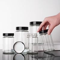 Bocaux de conservation des aliments 500ml bocal en verre hermétique rond avec couvercle noir pour épices au miel fruits secs confiture noix beurre d'arachide