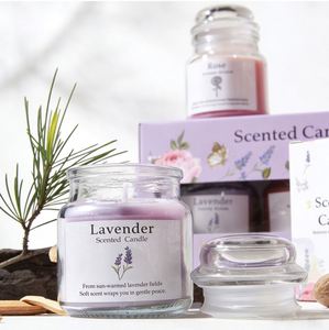Ensemble de 3 bougies parfumées pour la décoration de la maison, ensemble cadeau, bougie en cire de soja, parfum lavande, bougie de luxe parfumée aux fleurs - Product Image 3