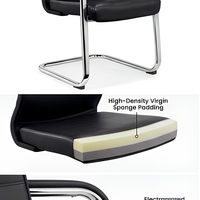 Chaise de conférence moderne YZ en PU noir, fauteuil de bureau exécutif, base cantilever tubulaire chromée, structure métallique pour salle de réunion