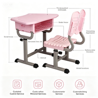 Meubles scolaires, ensemble bureau et chaise trapézoïdaux pour étudiants, table en plastique pour salle de classe collaborative, design ergonomique, maternelle, enfants