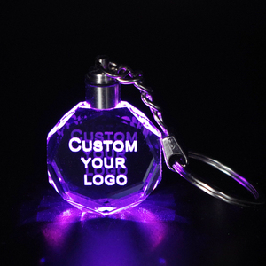 Giá rẻ bán buôn K9 trống rõ ràng Tinh thể thủy tinh móc khóa tùy chỉnh 3D khắc Laser LED ánh sáng pha lê xe logo Keychain - Product Image 4