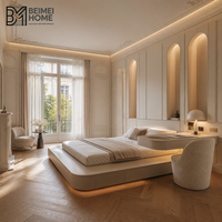 Lit de rangement tatami néoclassique moderne sur mesure avec armoire intégrée et bureau pour suite parentale parisienne