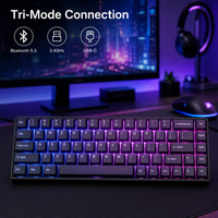 Clavier de jeu mécanique 68 touches, tri-mode, hot-swappable, RGB, sans fil 5.3, USB-C, compact, touches latérales imprimées, OEM