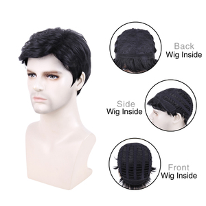Parrucche Sintetiche Corte Nere a Strati Parrucche Complete per Uso Quotidiano per Uomini - Product Image 5