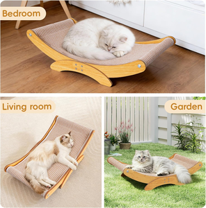 Lit grattoir pour chats d'intérieur - Grande planche à gratter en sisal naturel de 23,6 pouces, cadre en bois - Product Image 2