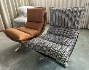 Silla Moderna de Terciopelo para Descanso, Respaldo Sólido, Giratoria, Estilo Mid-Century, Mueble para Sala de Estar - Product Image 2