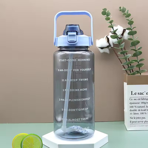Wholesale 2l Botella De Agua Bpa Free Sport Clear <b>Plastic</b> Motivational Water Bottles With Time Marker and Straw - Product Image 1