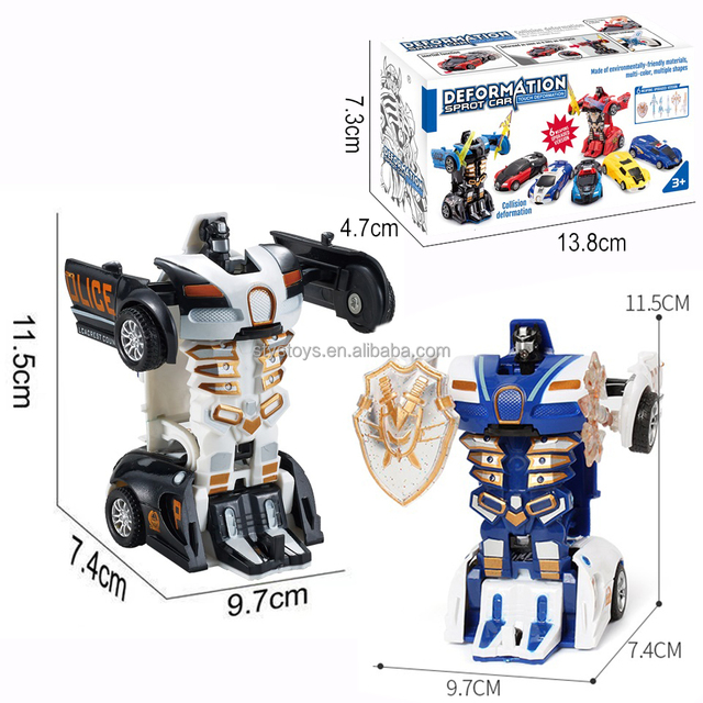 New Design Deformation Plastic Police Robot Toy Car Transforming Police Car Toy for Children