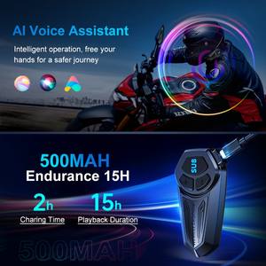Auriculares para Casco de Motocicleta SU8, Resistentes al Agua, con Asistente de Voz con IA, Compatibles con Llamadas Manos Libres - Product Image 2