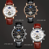 KINYUED J025 2026 Nouvelle montre mécanique automatique pour homme, bracelet en cuir, calendrier, date automatique, montres de luxe étanches pour homme