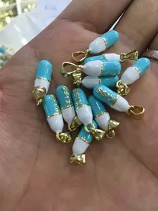 Collar con abalorio de letras chapado en oro para manualidades, colgante con forma de cápsula de <span class=keywords><strong>pastilla</strong></span>, esmalte por goteo de aceite, para montar - Product Image 4