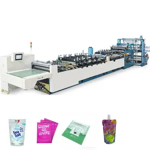 Automatische Multifunctionele Plastic Gelamineerd Drie Zijden Afdichting Rits Pouch Ziplock Doypack Zelf Stand Up Zak Making Machine