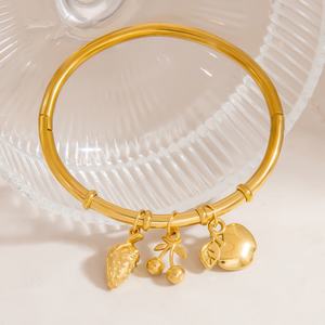 18K Gold Plated Titanium Steel <b>Charm</b> Bracelet Trendy Anniversary Preservation <b>Bangle</b> Jewelry - Product Image 3
