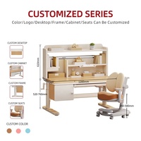 Ensemble table et chaise d'étude pour enfants en bois réglable en hauteur XC120-XBY avec rangement pour les enfants à la maison