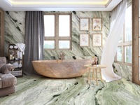 Dalles de marbre onyx vert poli luxueuses et modernes pour la décoration intérieure d'hôtels