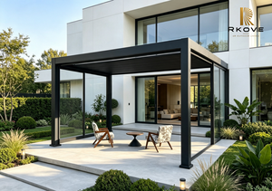 RKOVE RK-E2 Modern Black Aluminum Pergola <b>Square</b> <b>Frame</b> Powder Coated Weather Resistant Backyard Outdoor Structure - Product Image 3