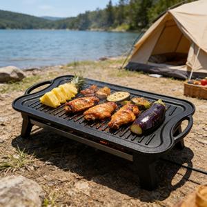 Sartén Antiadherente de Doble Cara para Asar Carne, Sartén de Hierro Fundido Apta para Cocina de Gas y Horno - Product Image 1