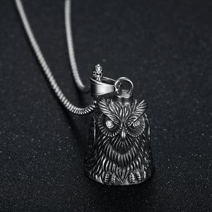 Collier pendentif hibou en acier inoxydable, style rétro punk, avec strass, bijou fantaisie animal, cadeau - Product Image 3