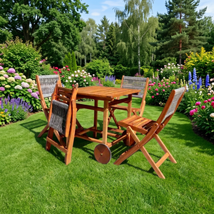 Ensemble table et chaises de salle à manger modernes en bois massif, prix usine, pour hôtel, usage extérieur, durable, écologique, origine Vietnam - Product Image 6