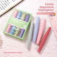 Surligneurs fluorescents 4 couleurs pour la protection des yeux, stylo marqueur à tête inclinée, pour étudiants, lot multicolore en boîte