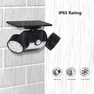 Năng lượng mặt trời Powered <span class=keywords><strong>LED</strong></span> vườn đèn đôi Head Spotlight với cơ thể con người cảm ứng không thấm nước cho Patio cảnh quan IP65 đánh giá - Product Image 6