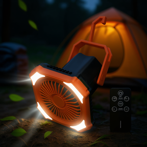 Ventilador de Camping con Batería de 10000mAh, Control Remoto, 4 Luces, 3 Modos de Viento, Plegable, Mini Enfriador de Aire de Plástico para Tiendas de Campaña - Product Image 2