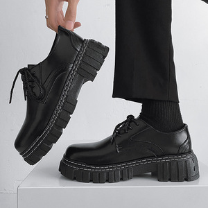 Chaussures Derby noires pour hommes experts pour le printemps automne jeunesse décontracté nouvelle hauteur basse augmentant la fermeture à lacets transfrontalière - Product Image 2