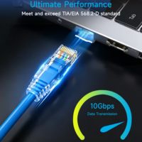 Kabel Ethernet Syong PVC Jacke Cat8, 40Gbps & 2000MHz, Kabel RJ45 Kecepatan Tinggi Berlapis Tembaga Al Braid untuk Komputer