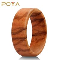 Bagues de mariage classiques en bois d'olivier naturel, surface bombée de 8 mm, polies à la main, bague de fiançailles en bois pour homme