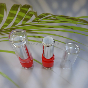 Custom Logo Hot Stamped <b>Plastic</b> Lipstick Tube with Red Base Clear Cap <b>Square</b> Design 3-4g Capacity Empty <b>Container</b> - Product Image 6
