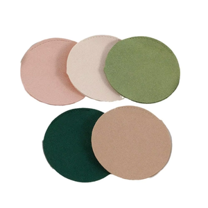 <b>Matte</b> <b>Blush</b> Nude Tone Round Mini PU Leather Jewelry Pouch, Small Capacity Portable Snap Closure Anti Tarnish Ring Storage - Product Image 5