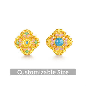 Brazalete de Oro Puro 3D Personalizado con Cuentas, Diseño Moderno con Caracteres <span class=keywords><strong>Ping</strong></span>/An/<span class=keywords><strong>Xi</strong></span>/Le y Motivos Florales, Venta Directa de Fábrica al Por Mayor - Product Image 6