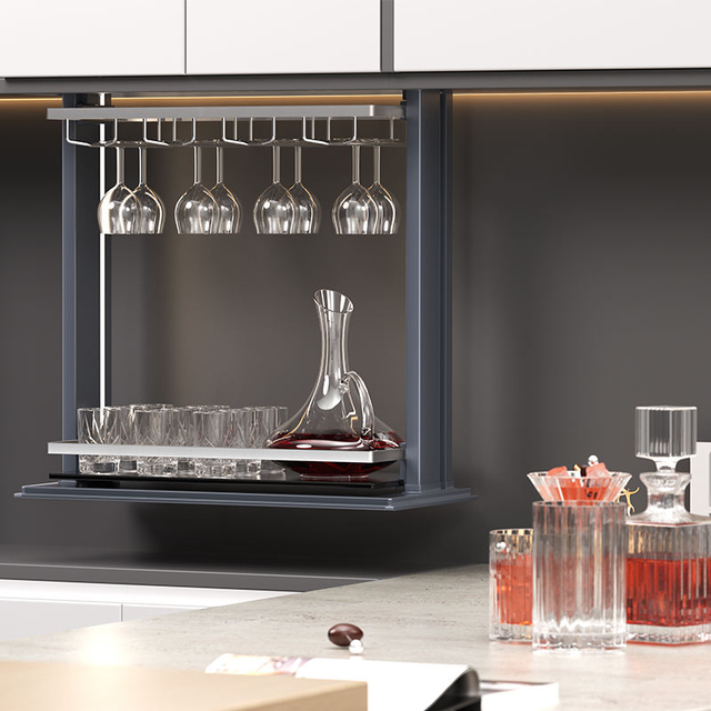 Hot Selling Modern Smart Electric Lifting Basket Motorized Pull-Down Storage Elevator for Kitchen Wine & Glassware Storage